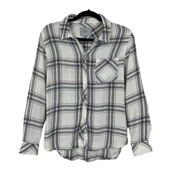 Rails Shirt Blouse Womens Plaid Flannel XS Hunter Pink White Gray - Picture 1 of 4